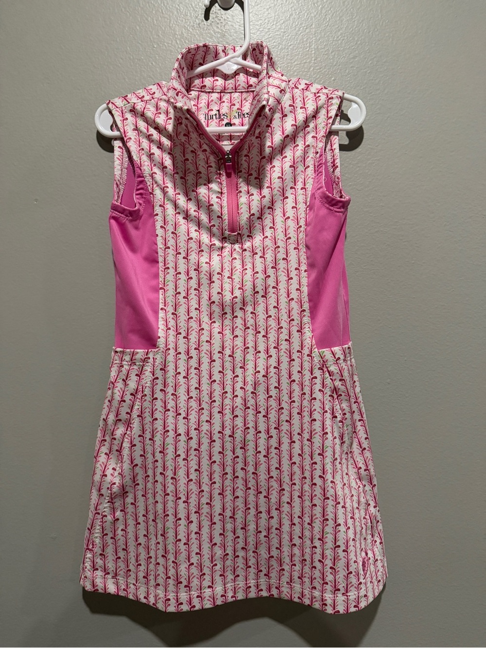 Turtles & Tees Girls Pink Sleeveless Printed Polo Dress size XS